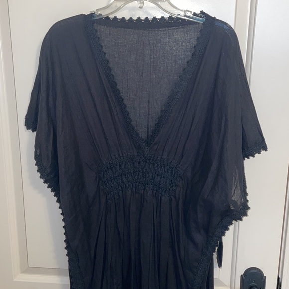 Gorgeous Short Caftan Swim Cover - Black, Handcrafted in Mexico NWOT - Picture 16 of 17